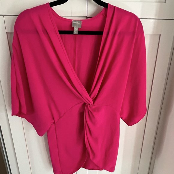 ASOS Design Kimono Sleeve Hot Pink Blouse - Picture 4 of 7